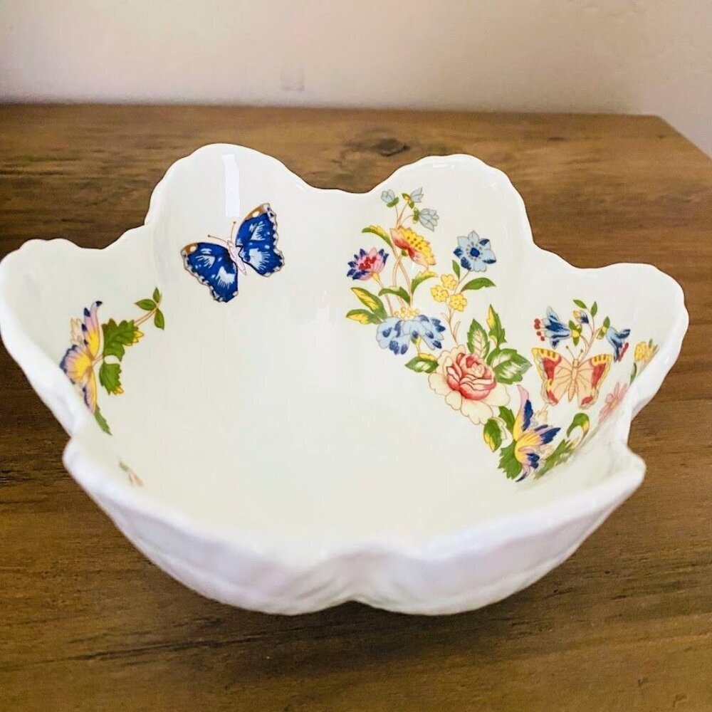 Aynsley Cottage Garden Bowl Trinket Dish Butterflies Flowers - Picture 7 of 10